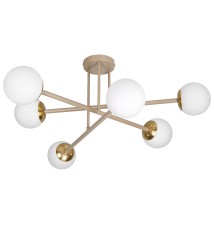 Żyrandol LED E27 Bali-12 74cm x6 beż+złoty | LVT