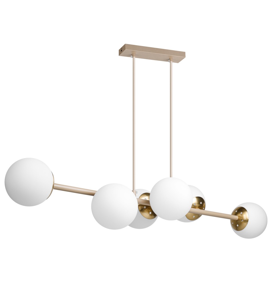 Oprawa wisząca E27 Bali-12 90cm x6 beż+złoty | LVT