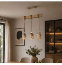 Oprawa wisząca E27 Elen x3 50cm beż+złota+WD | LVT