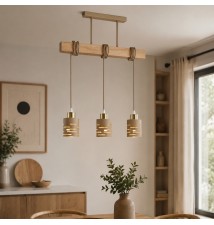Oprawa wisząca E27 Elen x3 50cm beż+złota+WD | LVT