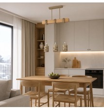 Oprawa wisząca E27 Elen x3 50cm beż+złota+WD | LVT