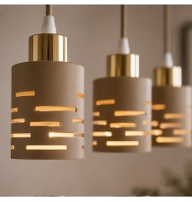 Elen E27 Pendant Light, 3-Light, 50 cm, Beige + Gold + WD | LVT