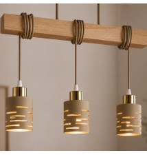 Oprawa wisząca E27 Elen x3 50cm beż+złota+WD | LVT