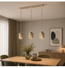 Elen E27 Pendant Light, 3-Bulb, 50 cm, Beige + Gold | LVT