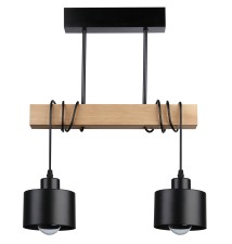 Oprawa wisząca E27 Elza x2 40cm czarny + drewno | LVT