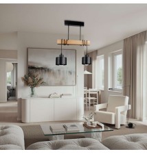 Elza E27 Pendant Light, 2-Pack, 40 cm, Black + Wood | LVT