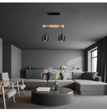 Oprawa wisząca E27 Elza x2 40cm czarny + drewno | LVT