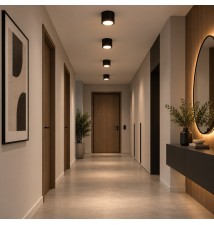 GX53 Tessa Round Black Surface-Mounted Light Fixture | LVT