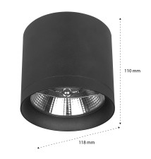 Oprawa natynkowa AR111 okrągła 110x118 IP20 czarna | LVT
