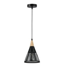 Oprawa wisząca E27 Hira x1 czarna + drewno | LVT