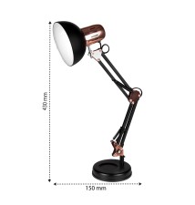 Lampa biurkowa kreślarska E27 czarna + złota