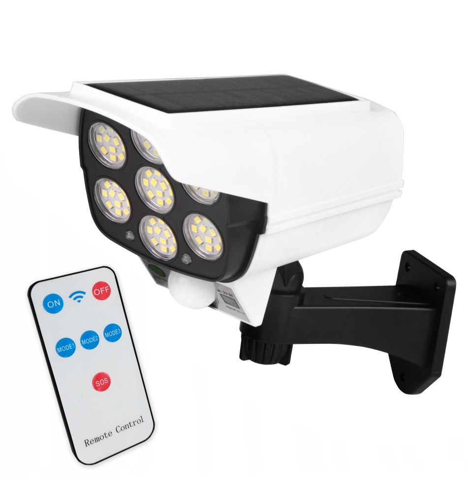 Lampa LED solarna atrapa kamery czujnik ruchu pilot