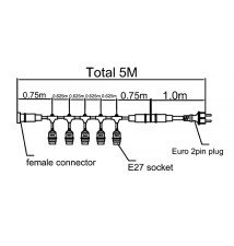 Girlanda LED 230V 5m 5x E27 Biała