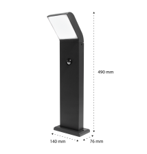Lampa ogrodowa LED 12W Clark 50cm czujnik czarna