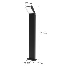 Lampa ogrodowa LED 12W Clark 80cm stojąca czarna | LVT