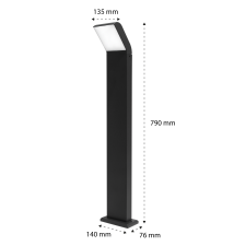 Lampa ogrodowa LED 12W Clark 80cm stojąca czarna