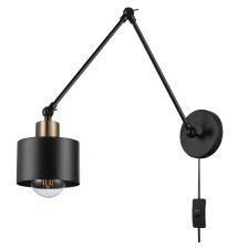 Kinkiet E27 LED Elza wysięgnik x1 czarny + miedź | LVT