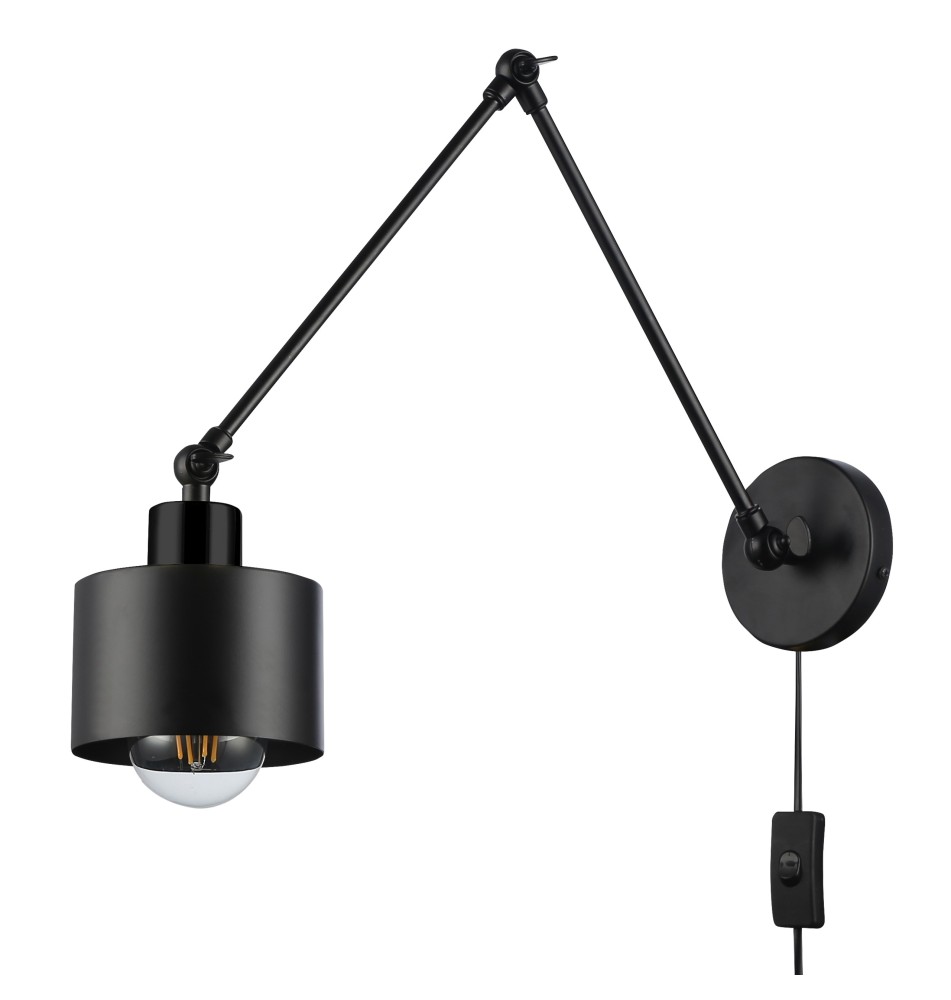 Kinkiet E27 LED Elza wysięgnik x1 czarny | LVT