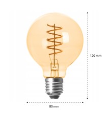 Żarówka LED E27 Filament Dimm G80 2200K 4W amber | LVT