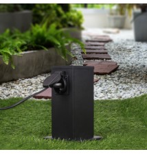 Ontario 230V 20cm Garden Post with 2 Outlets, Black | LVT