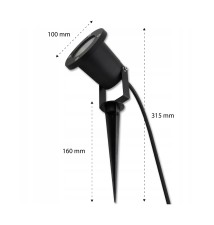 LED Garden Spotlight, 1xGU10, 100 mm, 1 m Cable | LVT