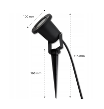 Lampa ogrodowa LED reflektor 1xGU10 100mm 1m kabel
