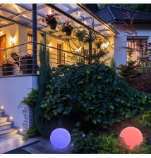 Lampa ogrodowa LED kula RGB 30cm biała solarna