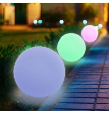 Lampa ogrodowa LED kula RGB 30cm biała solarna | LVT