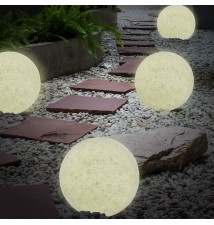 Lampa ogrodowa LED kula RGB 30cm biała solarna