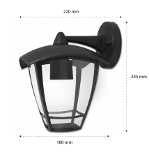 Lampa ogrodowa LED E27 Niko naścienna dół