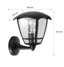 Lampa ogrodowa LED E27 Niko naścienna góra | LVT