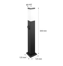 Lampa ogrodowa LED E27 Havana gniazdo 65cm czarna | LVT