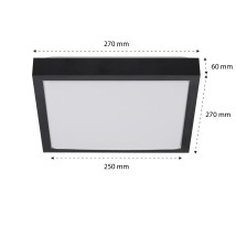 Plafon Solen 2xE27 kwadrat czarny z czujnikiem mikrofalowym DIP | LVT