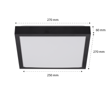 Plafon Solen 2xE27 kwadrat czarny z czujnikiem mikrofalowym DIP
