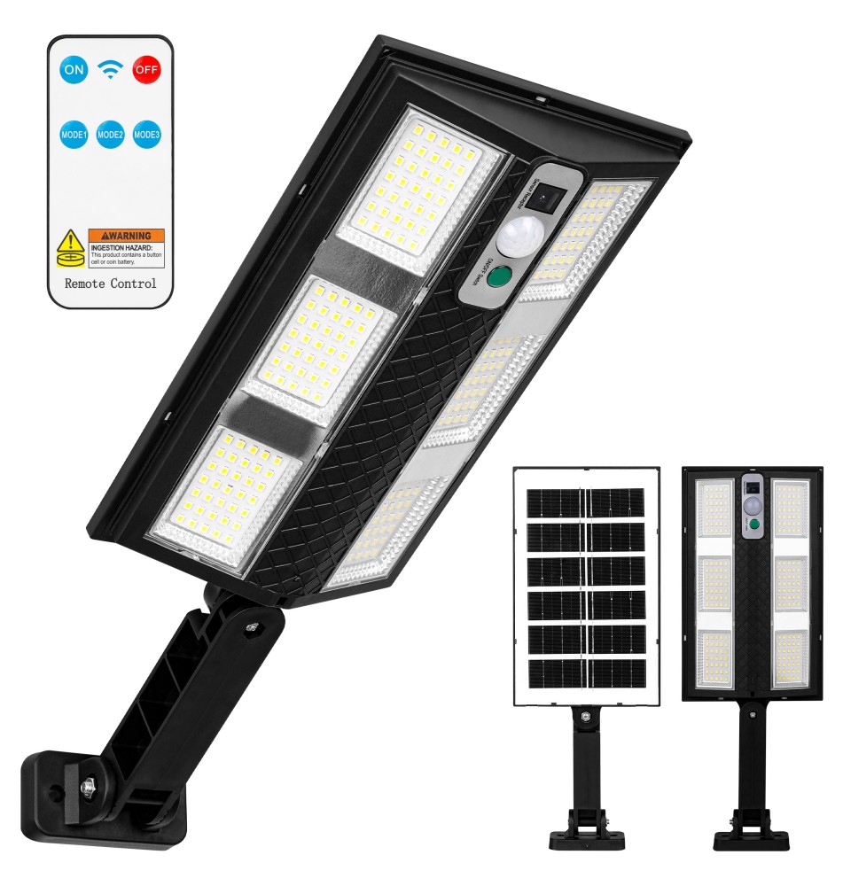 Lampa LED solarna Slim 210 LED czujnik PIR z pilotem | LVT