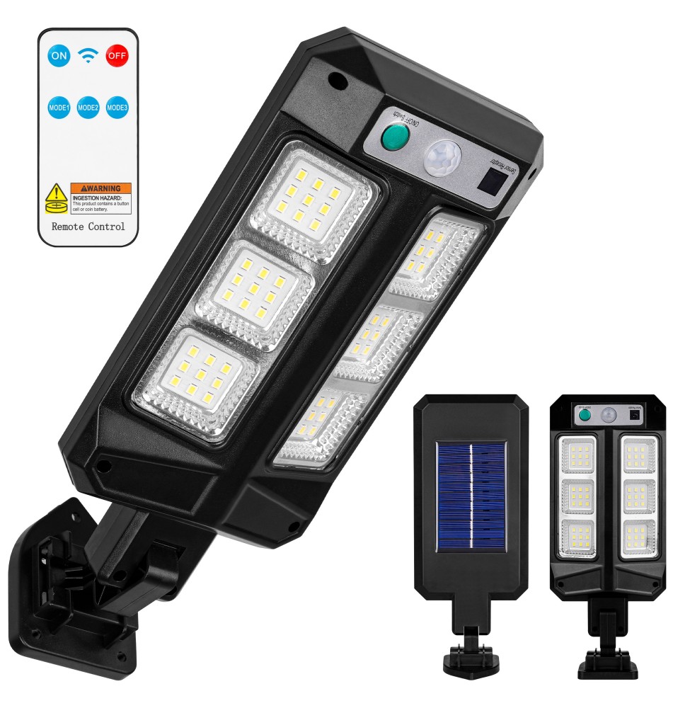 Lampa LED solarna Slim 54 LED czujnik PIR pilot | LVT