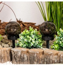 Lampa LED solarna wbijana kula 10cm gwiazdki