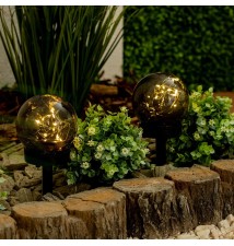 Lampa LED solarna wbijana kula 10cm gwiazdki
