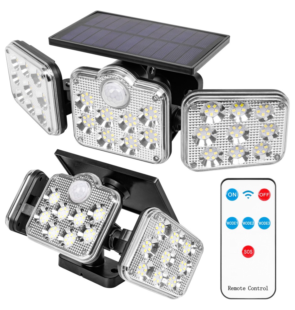 Naświetlacz LED solarny IP65 138SMD PIR pilot