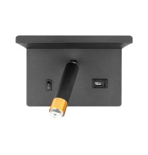 Kinkiet do czytania Piero G9 półka USB czarny + złoty