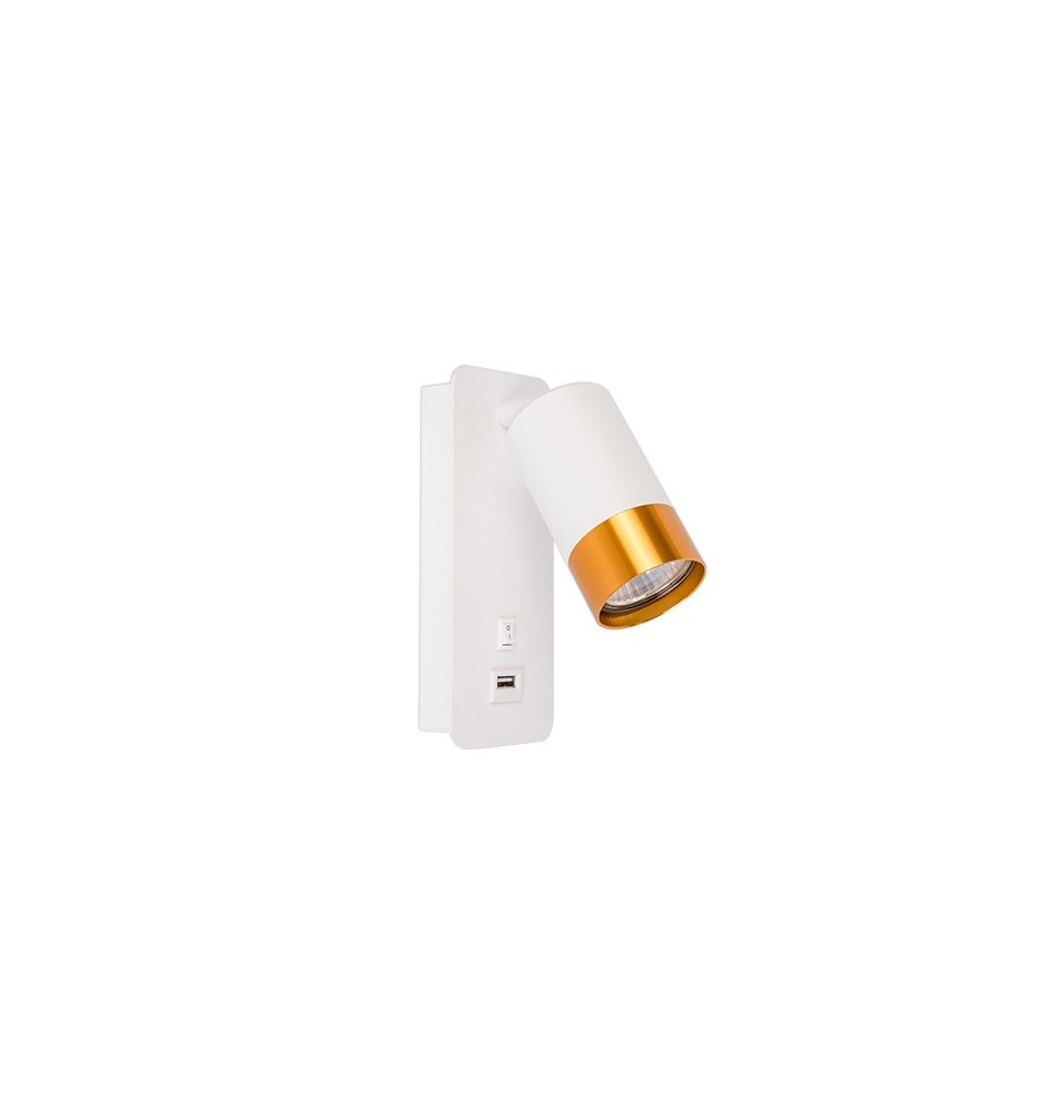 Klemens GU10 White + Gold USB A + C Reading Wall Sconce | LVT
