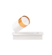 Kinkiet do czytania Klemens GU10 biały + złoty USB A + C
