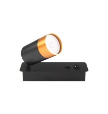 Kinkiet do czytania Klemens GU10 czarny + złoty USB A + C | LVT