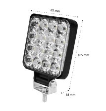 Lampa LED Robocza 10-30V 48W 16LED kwadratowa WR | LVT
