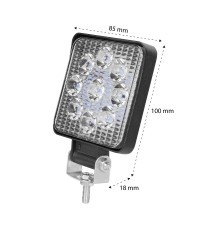 Lampa LED Robocza 10-30V 27W 9LED kwadratowa WR | LVT
