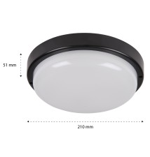 Lampa LED IP54 Maks okrągła 18W czarna czujnik