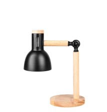 Lampa biurkowa Woody E27 czarna + drewno | LVT