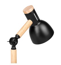 Lampa biurkowa Woody E27 czarna + drewno