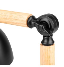 Lampa biurkowa Woody E27 czarna + drewno | LVT