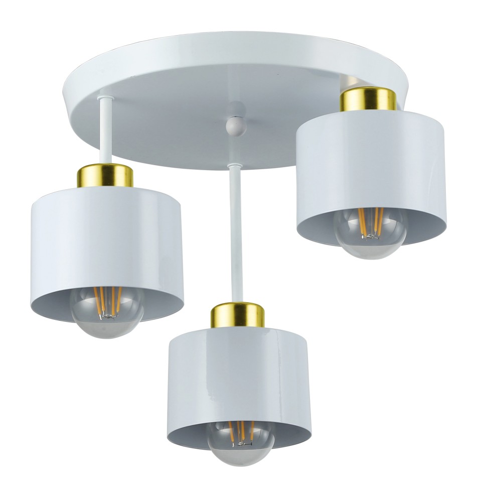 Kinkiet E27 LED Elza x3 biały + złoty okrągły | LVT